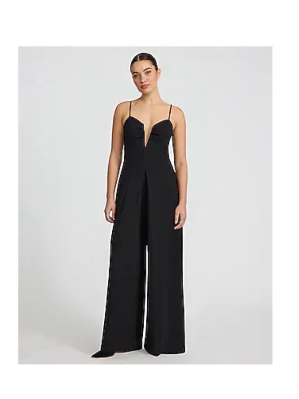 NWT NIB Express (XS) Crepe Deep V-wire Pleated Wide Leg Jumpsuit With Pockets